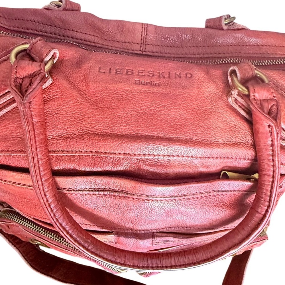 Liebeskind Berlin Anny Fire Red Leather Multi Pocket Satchel Crossbody Bag y2k - Picture 6 of 16